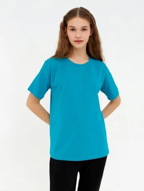 Футболка женская MINAKU: Basic line, цвет аквамарин, размер 50