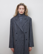 Пальто с дополнительными петлями из шерсти Стелла Маккартни полоска серый