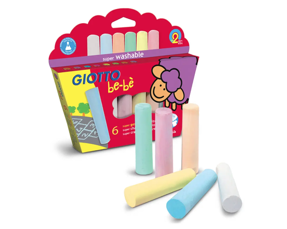 Мел 6 цветов, для асфальта Giotto BE-BE SUPER CHALK