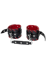 Черно-красные оковы из натуральной кожи (Цвет: черный с красным)