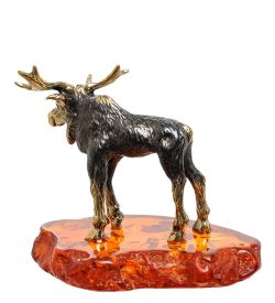 Народные промыслы AM-1822 Фигурка «Лось Абрам» (латунь, янтарь)