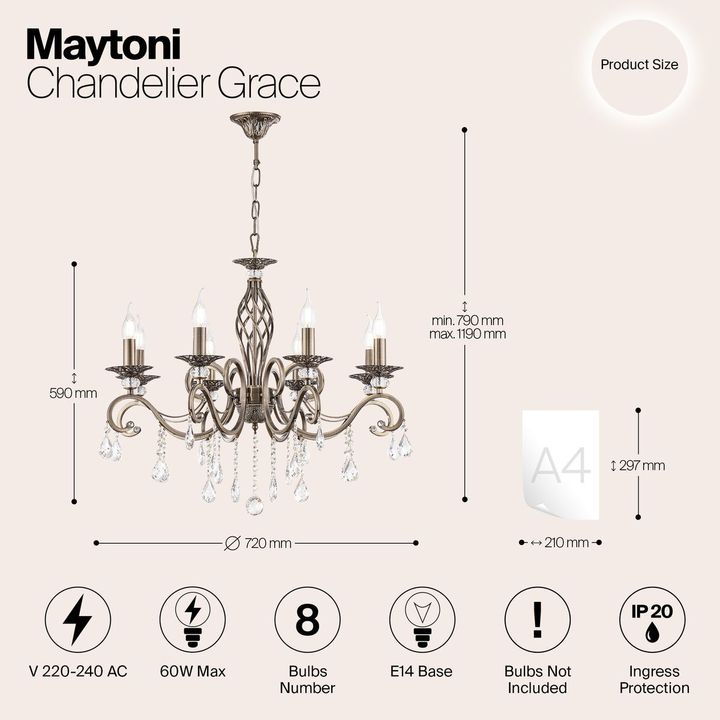 Подвесная люстра Maytoni Grace RC247-PL-08-R