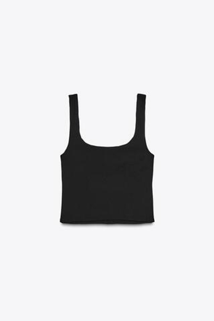 ZARA ТОП ИЗ КРЕПА С ПУГОВИЦЕЙ-УКРАШЕНИЕМ, ЧЕРНЫЙ