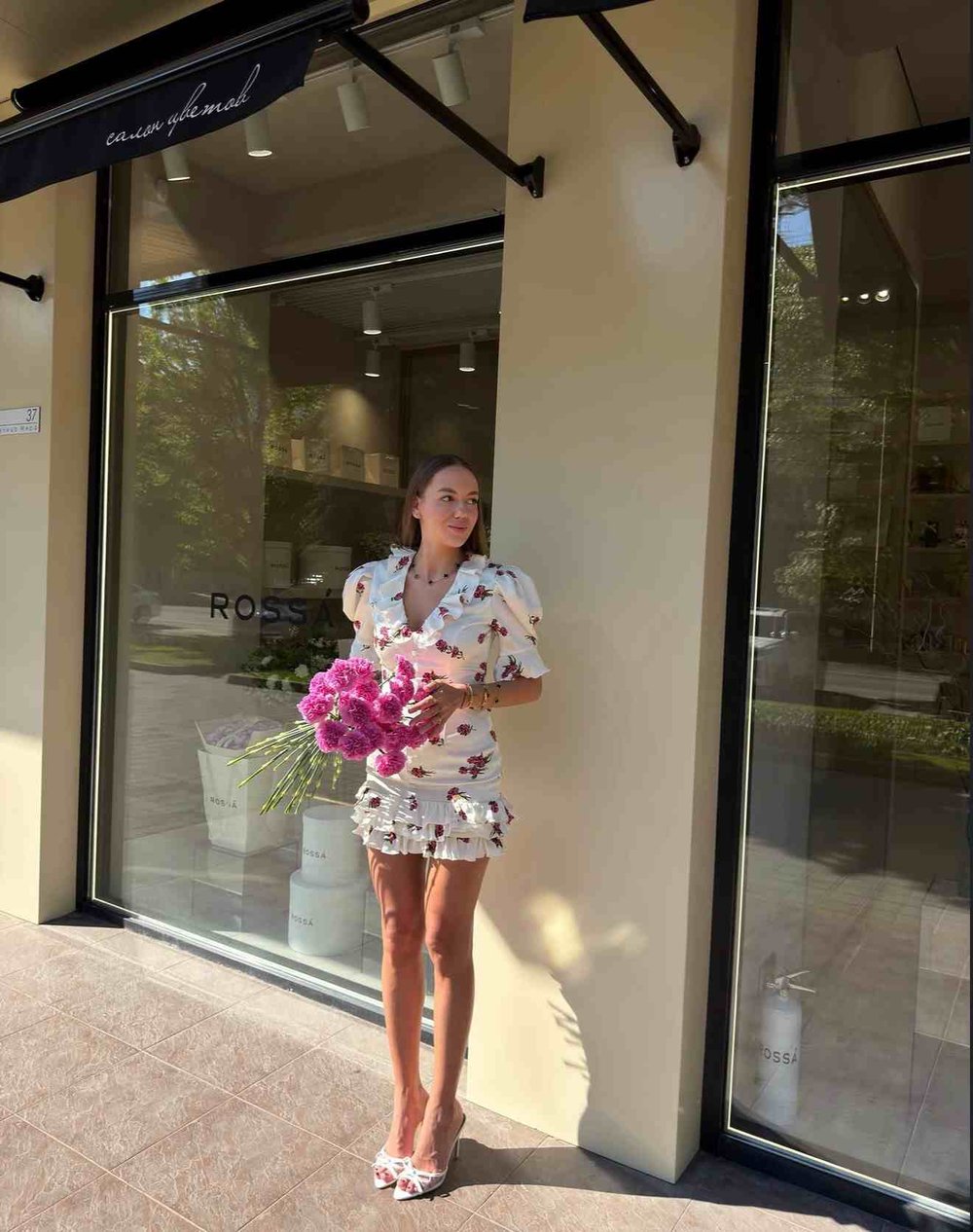 Платье мини Rose, Белый