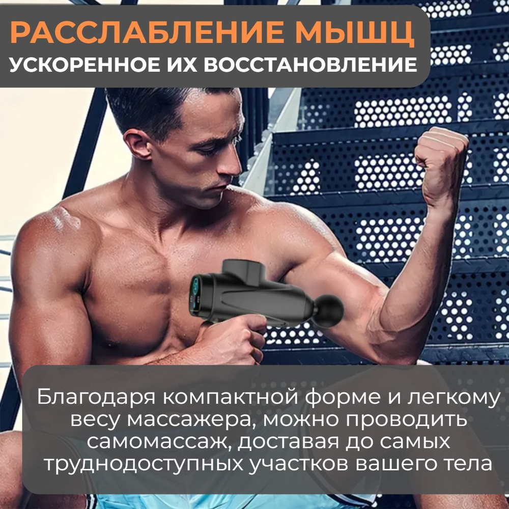 Перкуссионный массажер ударный вибрационный пистолет для тела для массажа шеи и плеч, ног, икр, ягодиц
