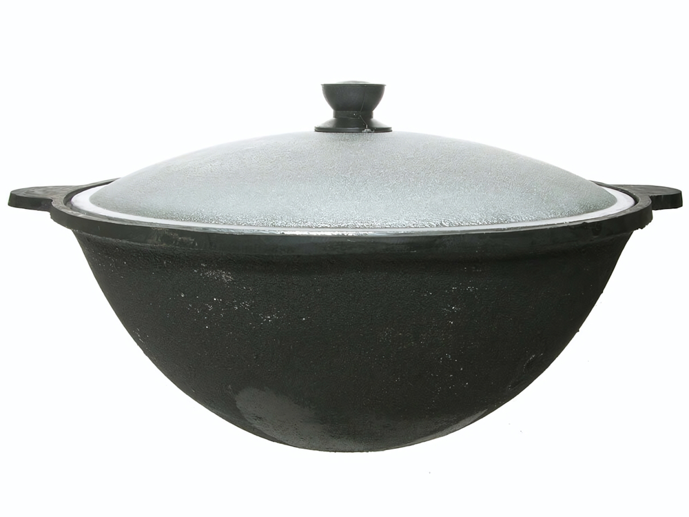 Казан 12л узбекский чугунный с алюминиевой крышкой круглое дно (г.Наманган)