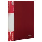 Папка с 10 вкладышами, Brauberg Стандарт, 500мкм, корешок 9мм с карманом, красная
