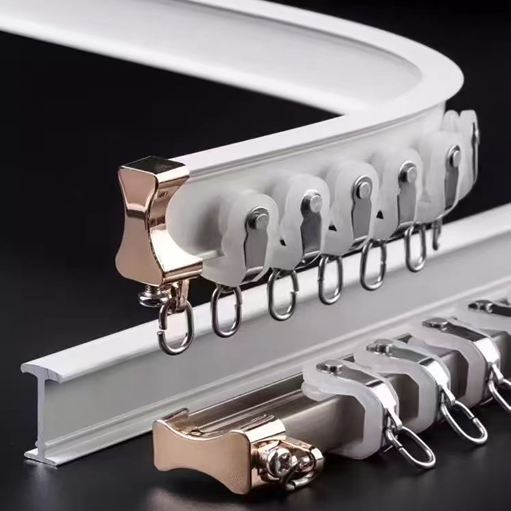 Тихий изогнутый карниз для штор с бегунками