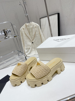 Prada Crochet Platform Slides