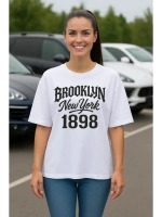 Футболка больших размеров с принтом Brooklyn