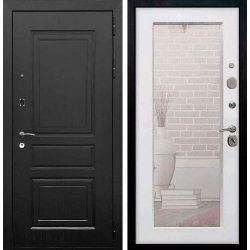 Входная металлическая дверь с зеркалом (RеX) РЕКС 6 Лондон Венге / Пастораль Белый ясень