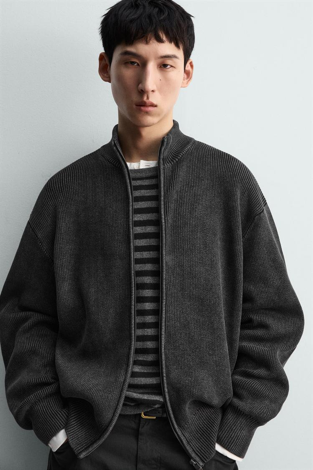 ZARA КАРДИГАН С ЭФФЕКТОМ ПОТЕРТОСТИ, МОРСКОЙ СИНИЙ