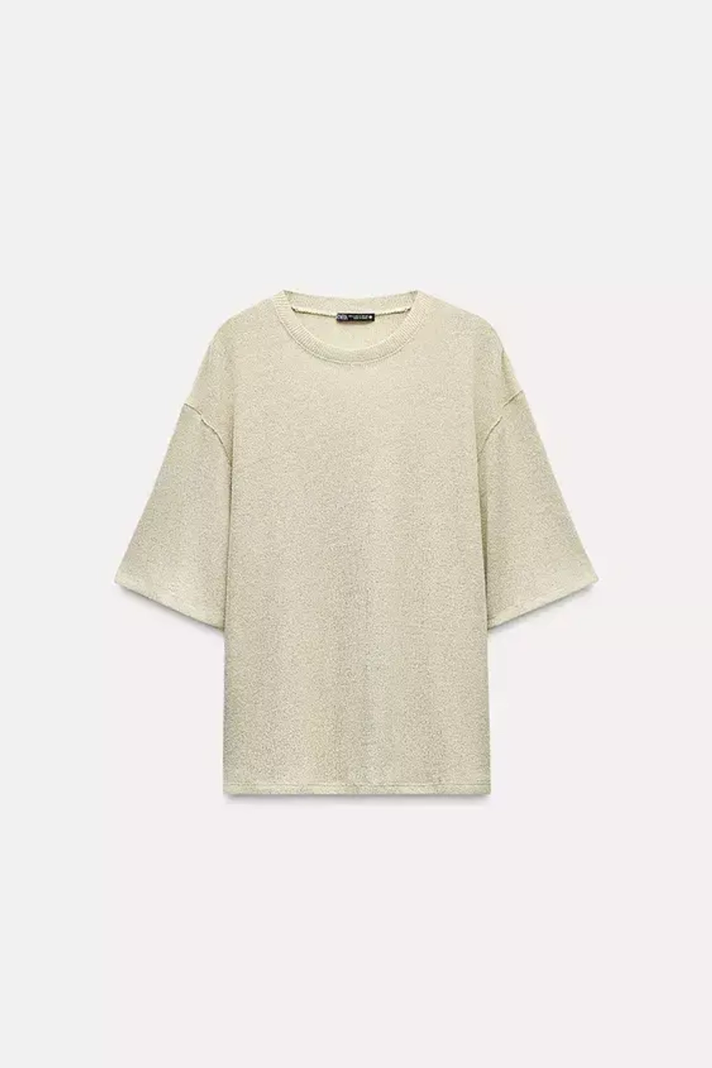 ZARA ТОП С БЛЕСТЯЩЕЙ НИТЬЮ И КОРОТКИМИ РУКАВАМИ, ЗОЛОТОЙ