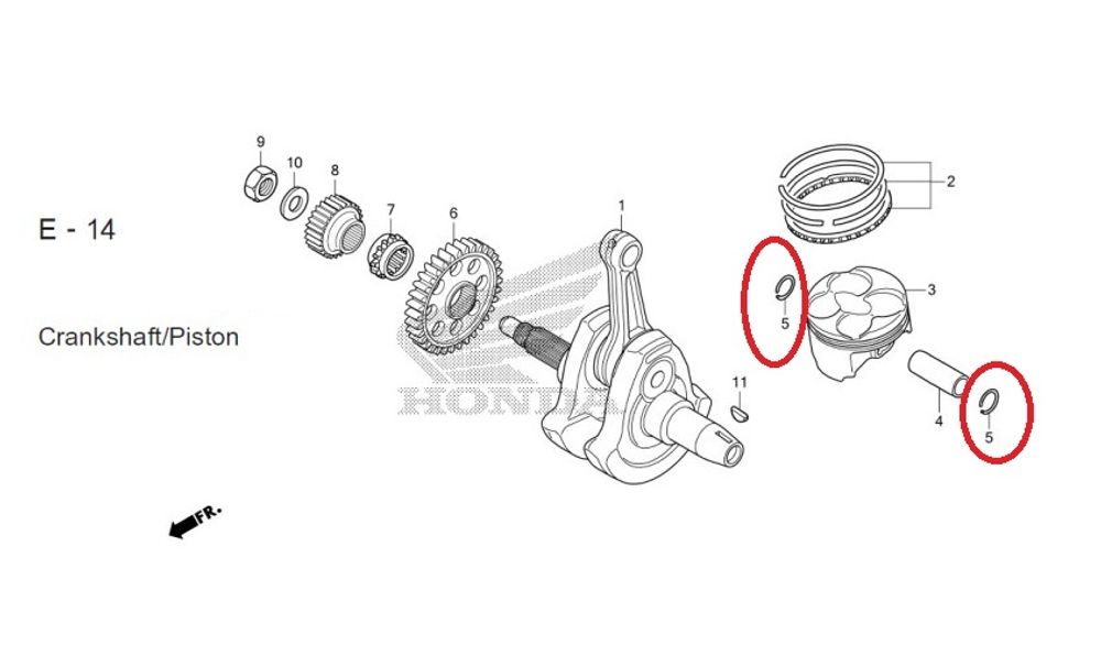 13112-KYJ-900. CLIP, PISTON PIN, 17MM