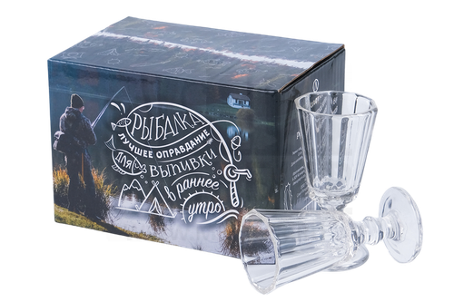 Подарочный набор из 6 рюмок-лафитников "ЛАФИТЕК" 25 мл "Рыбалка – лучшее оправдание для выпивки в ра