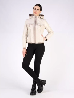 Кожаная куртка осень натуральная с капюшоном