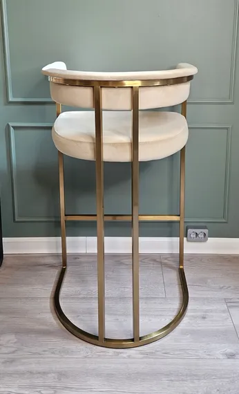 Барный стул Cuddle, бежевый велюр, латунь