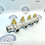 Коллектор FAR 3/4" на четыре отвода 1/2" под плоское уплотнение