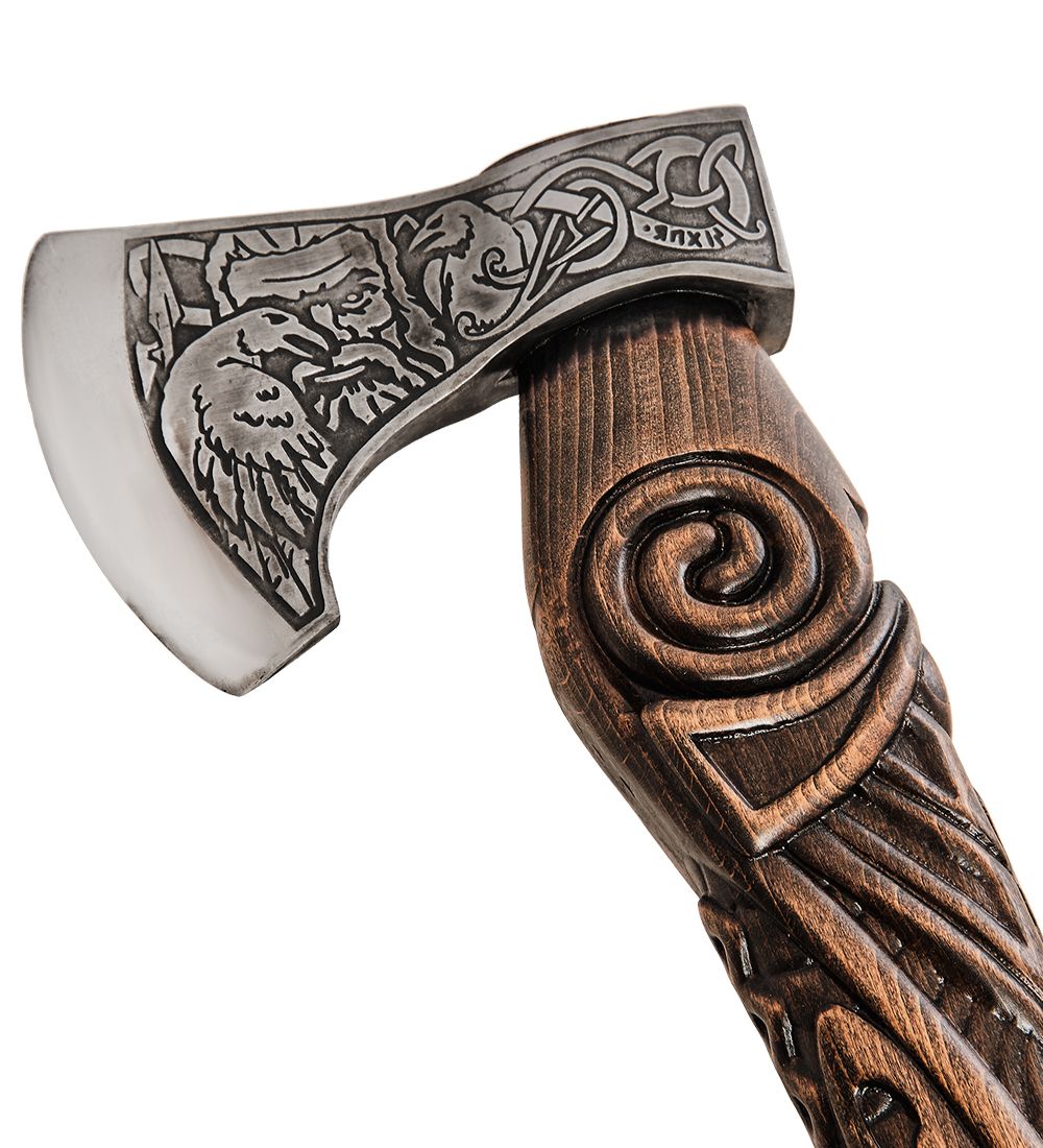 Секира Родослава TP-01 Топор большой с объемной резьбой «Ворон»