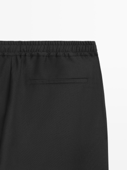 Massimo Dutti Шерстяные брюки свободного кроя, черный