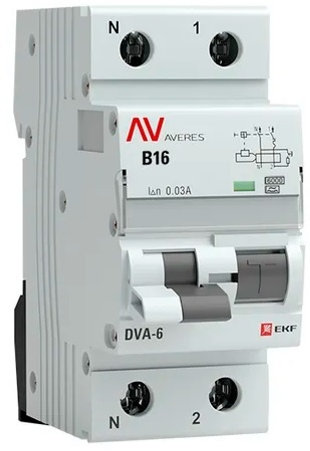 Автомат дифференциальный EKF rcbo6-1pn-16B-30-a-av