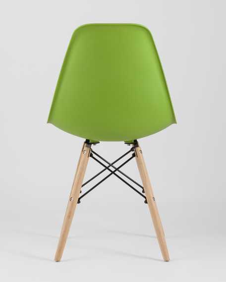 Eames Style DSW зеленый пластик, стальной каркас, натуральный массив бука