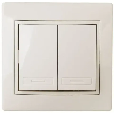 Выключатель Intro Plano 1-104-02 двухклавишный 10А-250В IP20 СУ слоновая кость