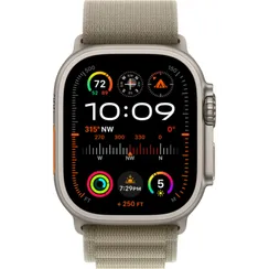 Часы Apple Watch Ultra 2, 2023, 49 мм, титан светлого цвета, ремешок Alpine оливкового цвета