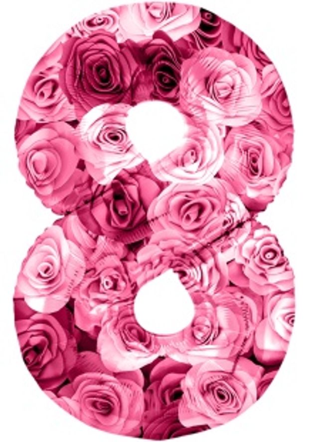 Шар (34'' / 86 см) "Цифра 8" Симфония роз Фуше фуксия (БГ-60)
