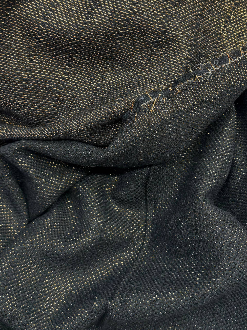 Шерсть костюмно плательная с хлопком и люрексом черная