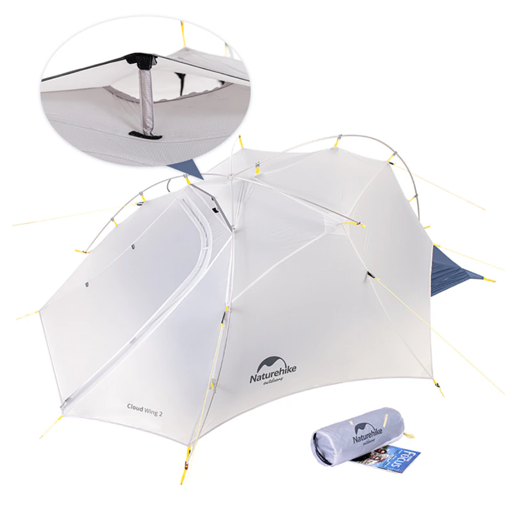 Палатка Naturehike Cloud Up-Wing Si 2-местная, алюминиевый каркас, серо-синяя, артикул NH19ZP083-2-2WDGRBL