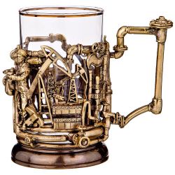 СТАКАН С ПОДСТАКАННИКОМ "НЕФТЯНИКИ" 250 МЛ (КОР=1ШТ.)