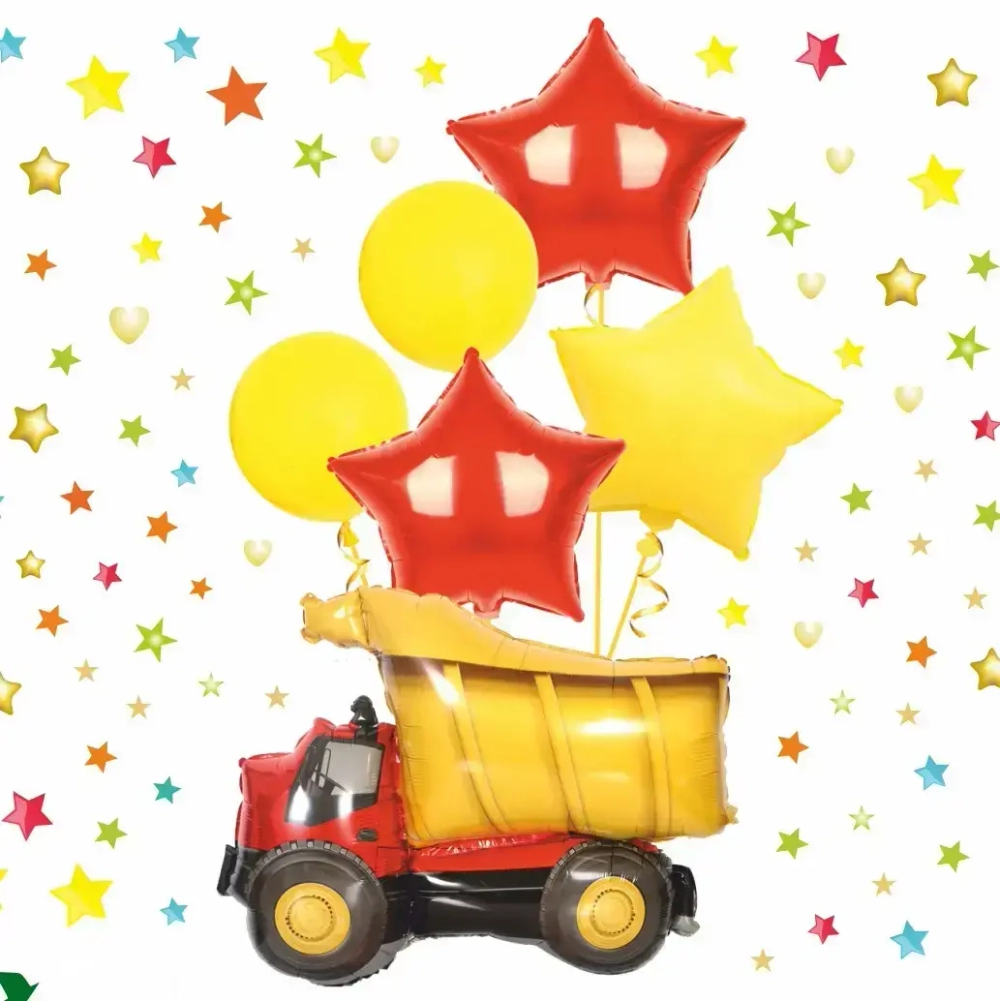 Воздушные шары 6 шт, «Весёлый грузовичок» (Грузовичок-77см ,45см,12»/24см,)