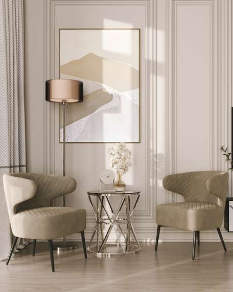 Журнальный стол 50*50 ВИВА серебро стекло черное