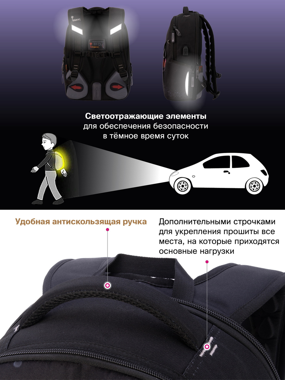 Рюкзак GROOC 14-076 + пенал + мешок + сумка-пенал