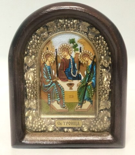 Икона малая со стразами на дереве св. Троица (Дивеевские иконы)