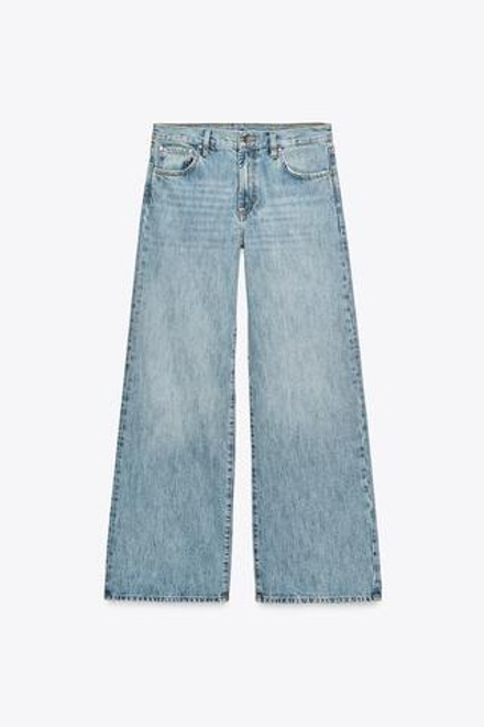 ZARA ДЖИНСЫ WIDE-LEG С НИЗКОЙ ПОСАДКОЙ — ZW COLLECTION, ГОЛУБОЙ