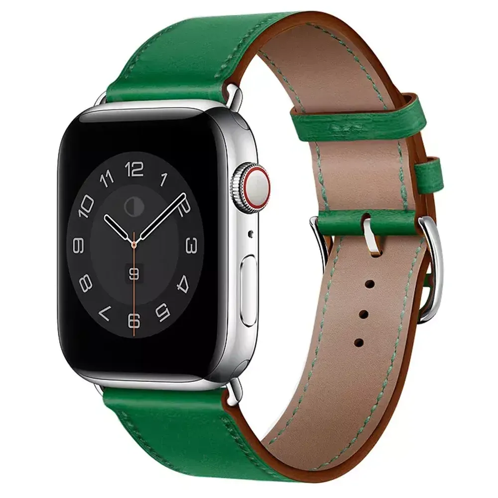 Браслет-ремешок для Apple Watch Silicone+leather stap (21005-GR) green