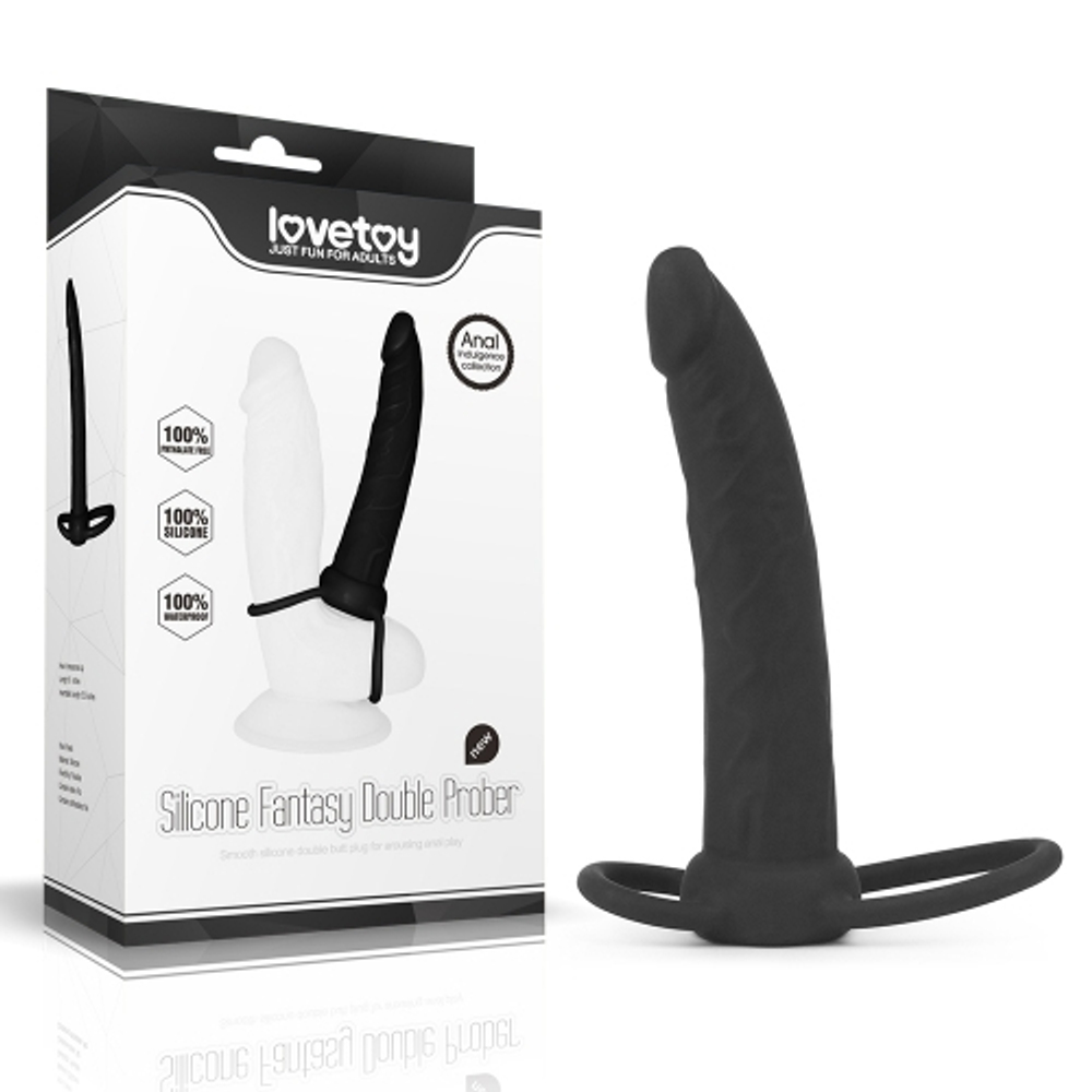 Lovetoy Насадка-фаллоимитатор для двойного проникновения Fantasy Double Prober, черный, 15 см