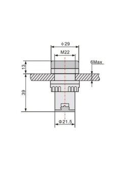Лампа красная 220VAC, D22 (10 штук)