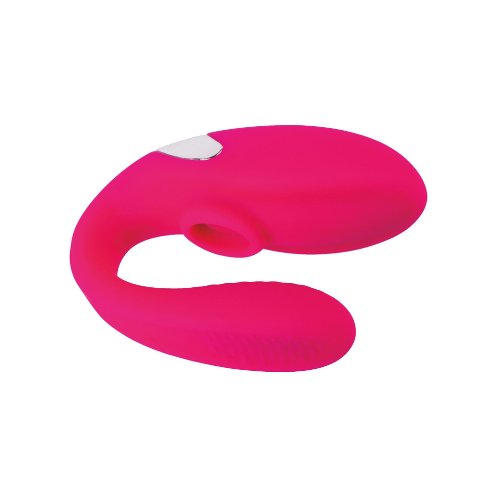 Розовый вибратор для пар с функцией вакуумной стимуляции (Цвет: розовый)