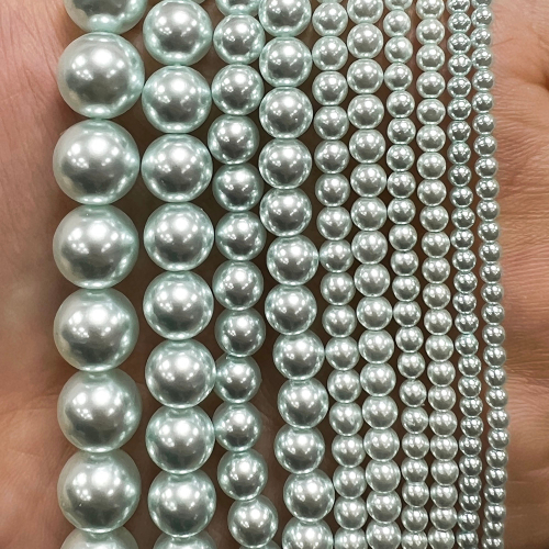 Жемчуг Майорка бусины шарик 2/3/4/6/8/10 мм, на нитке 38 см, цвет: Тиффани