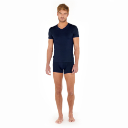 Мужская футболка темно-синяя HOM TENCEL SOFT Tee-Shirt V Neck 402466_4000RA
