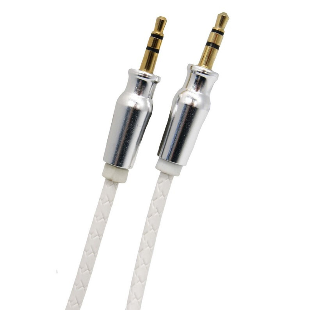 Кабель AUX JD-422 кожаный металл (черный) 1м