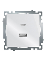 Розетка USB 2-местная + type C (механизм), STEKKER GLS10-7116-01, 250В, 3А, max 20W, серия Катрин, белый 50051