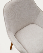 Aleli Стул из бежевой синели и ножками из ясеня с отделкой под орех