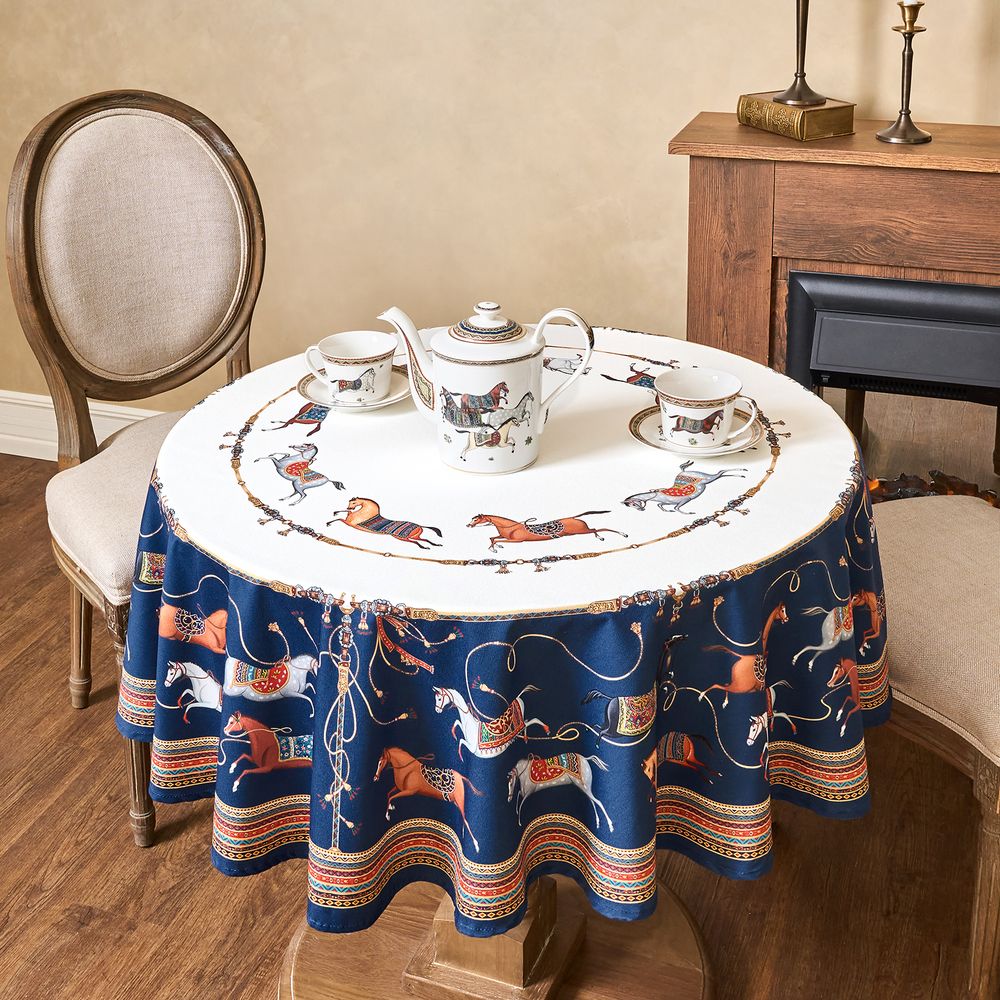 СКАТЕРТЬ КРУГЛАЯ "PASSAGE" 220СМ ,БЕЛЫЙ,100%ХЛОПОК,ТВИЛ,ПРОПИТКА