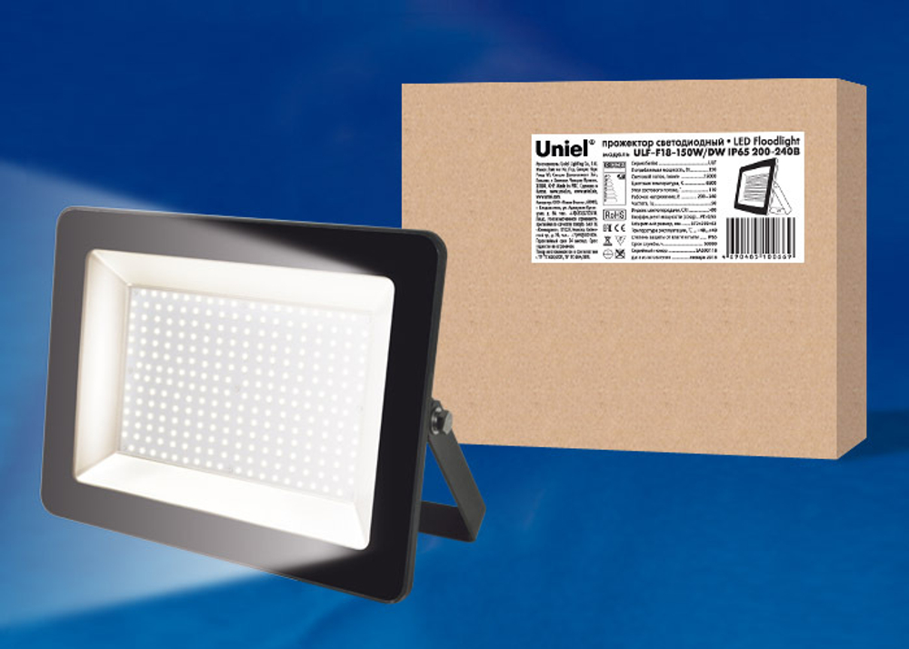ULF-F18-150W/DW IP65 200-240В BLACK Прожектор светодиодный. Дневной свет (6500K). Корпус черный. TM Uniel.