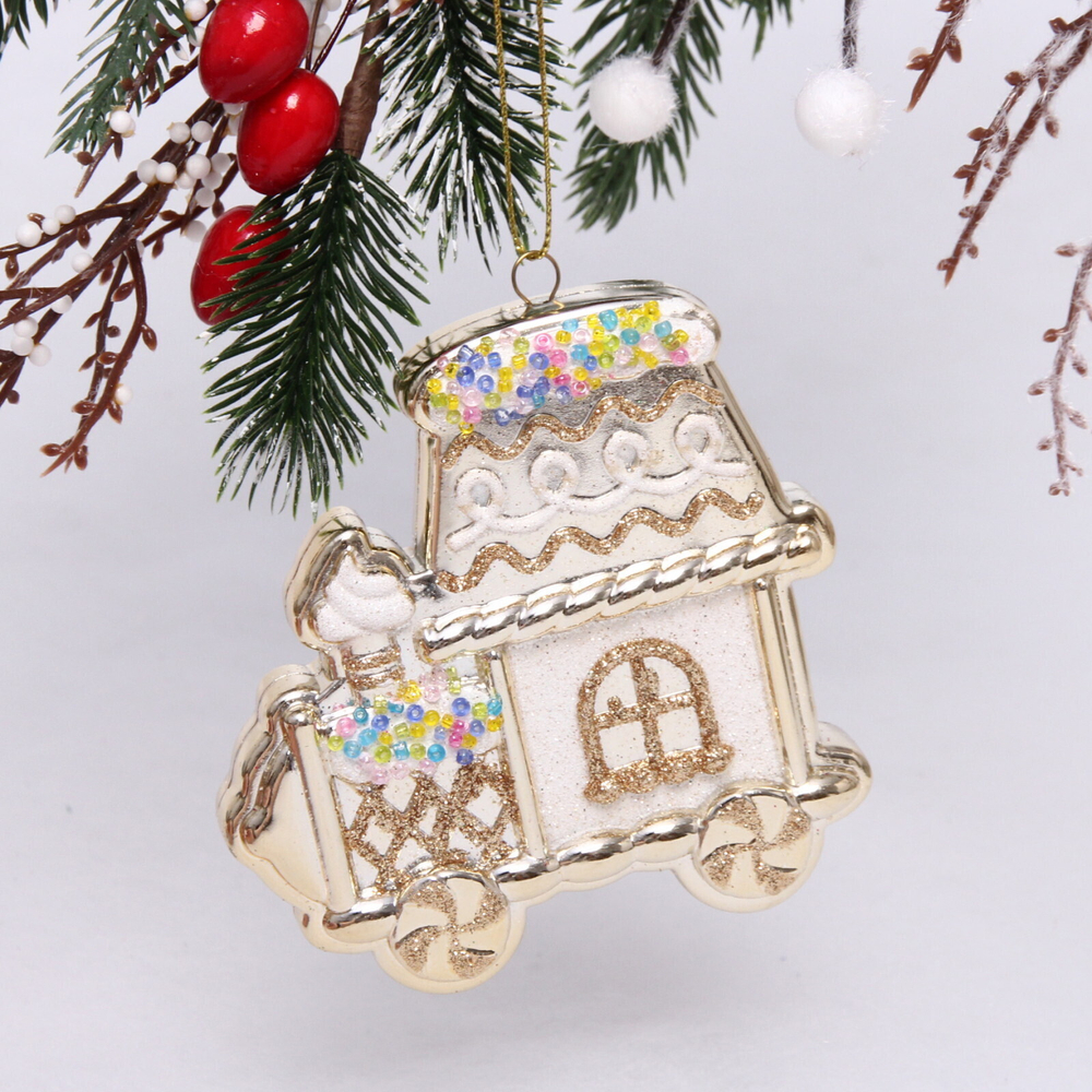 Ёлочная игрушка «Пряничная машина» 9,5*2*10,5 см, шампань