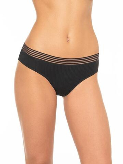 Трусики-слипы из хлопковой ткани в рубчик (Размер: L) (Цвет: черный)